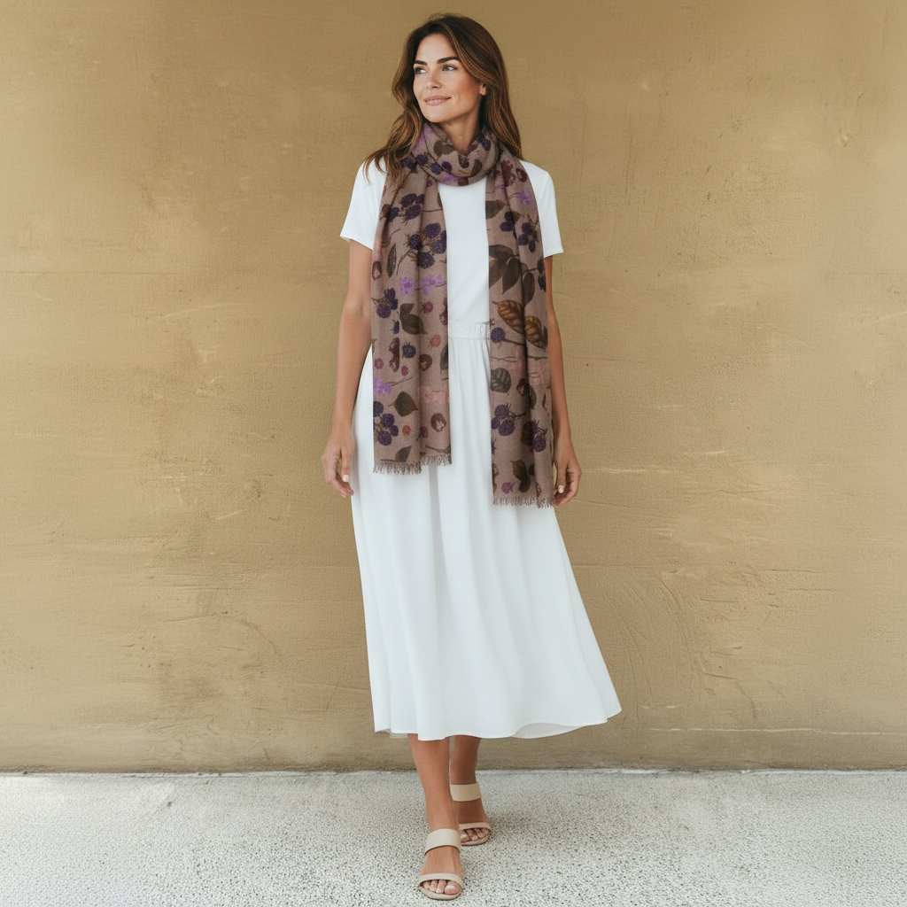 BERRY CASHMERE SCARF - TAUPE