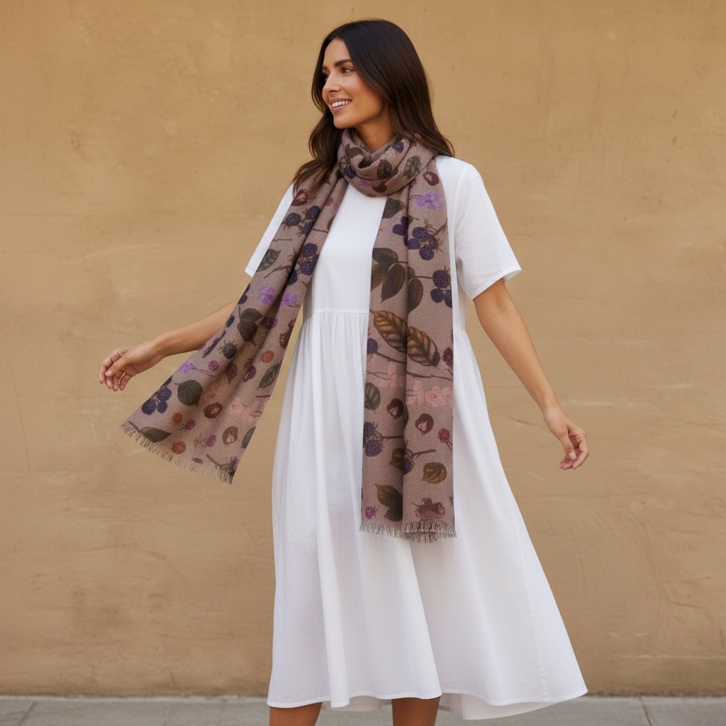 BERRY CASHMERE SCARF - TAUPE