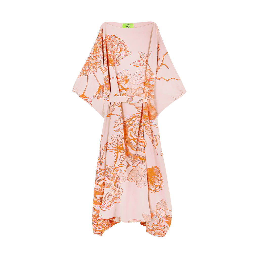 FLOWER EXPLOSION EVENING DRESS - ROSE/ORANGE