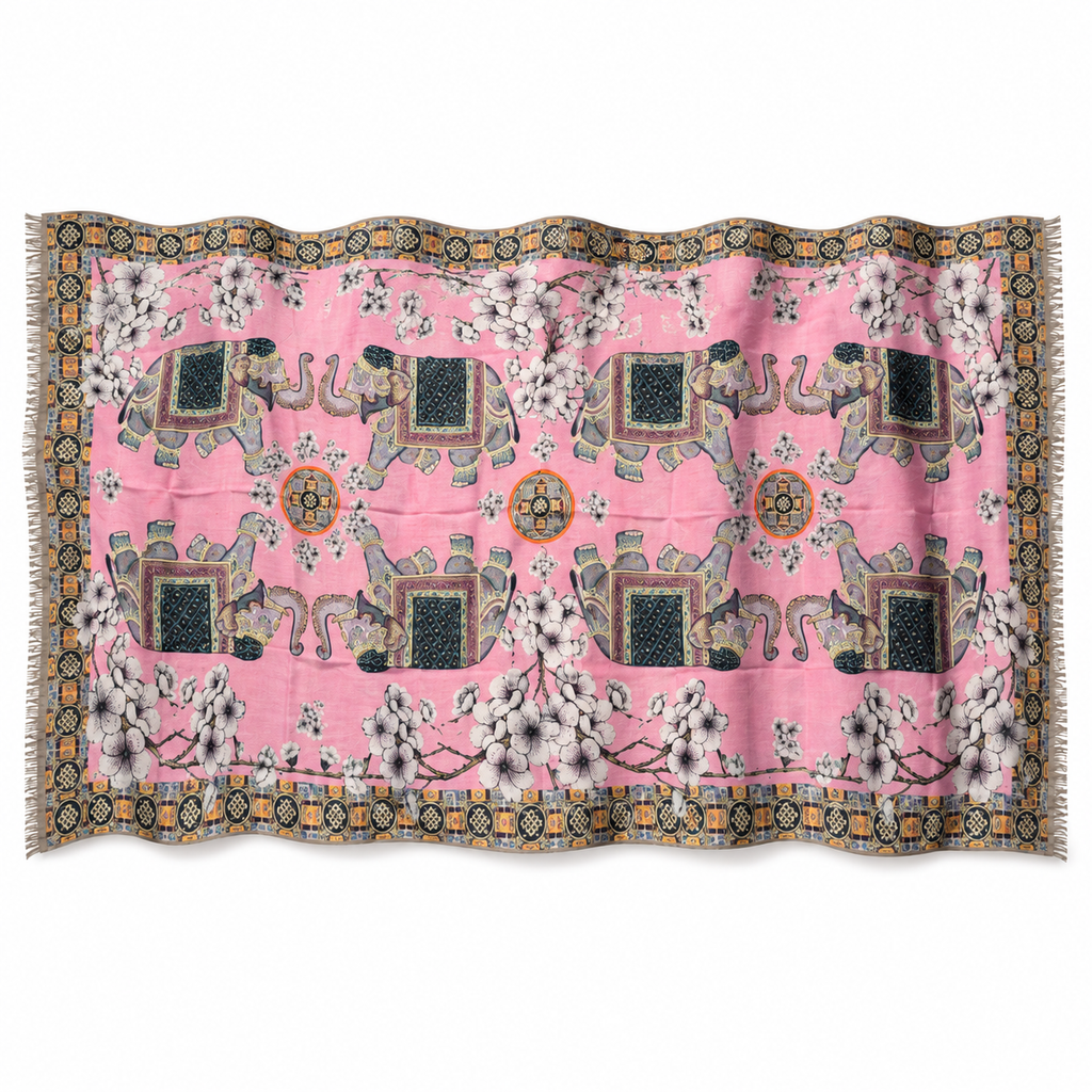 ELEPHANT CASHMERE SCARF - ROSE