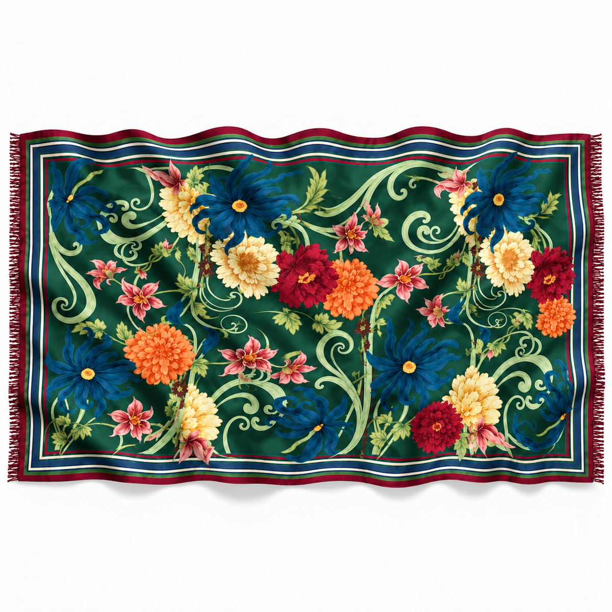 AVELINE CASHMERE SCARF - DARK GREEN