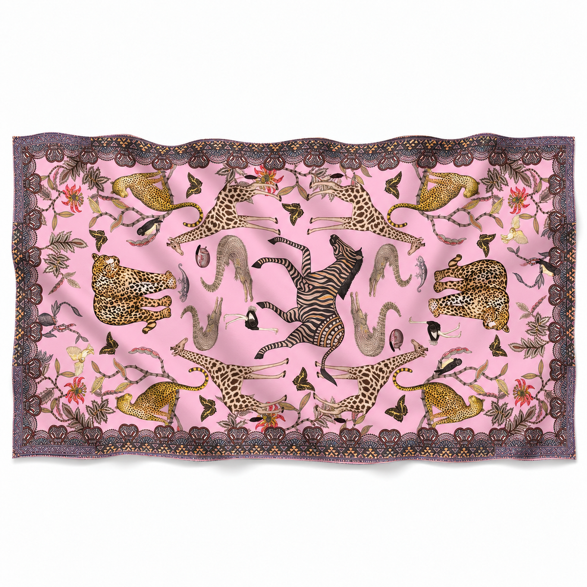 WILDLIFE CASHMERE SCARF - PINK