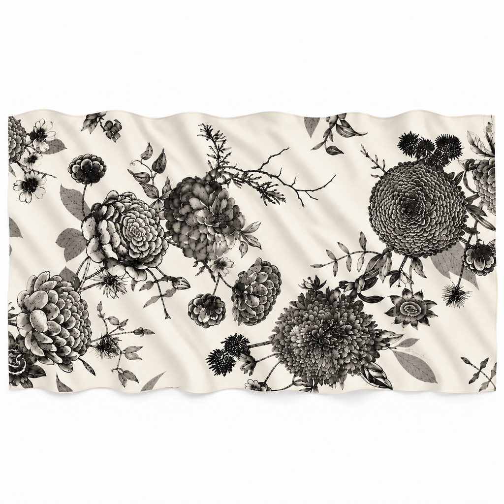 FLOWER EXPLOSION CASHMERE SCARF - CHALK
