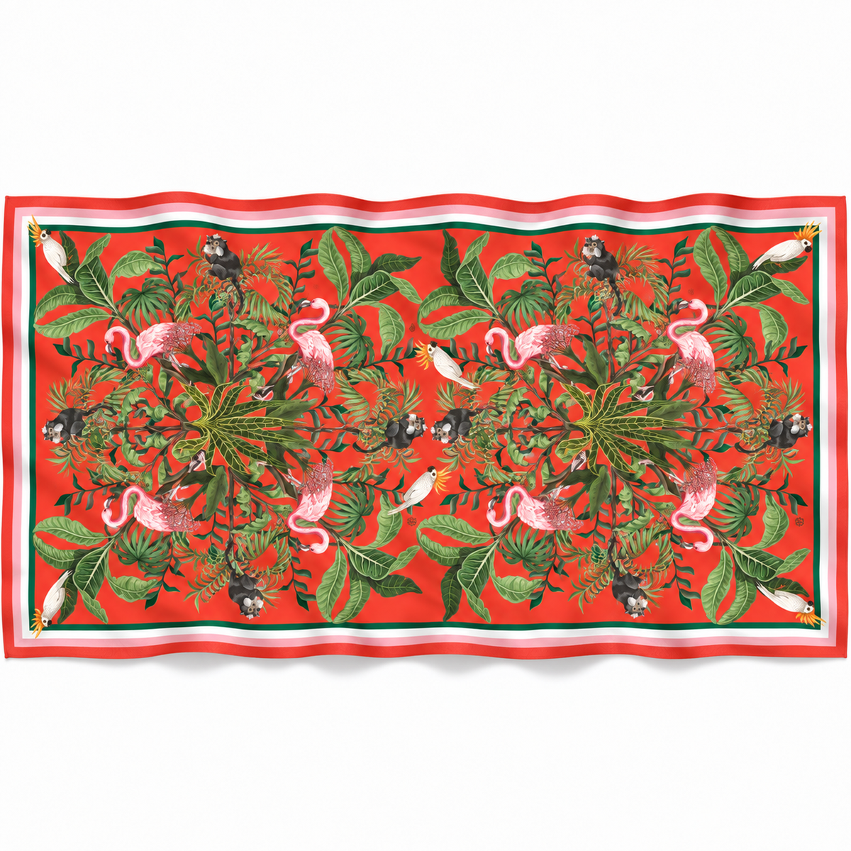 JUNGLE ANIMALS CASHMERE SCARF - CORAL