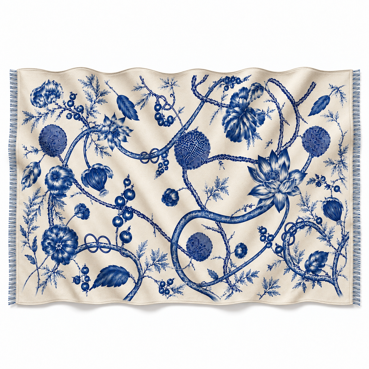 BOTANICAL FELTED CASHMERE SCARF - CHALK