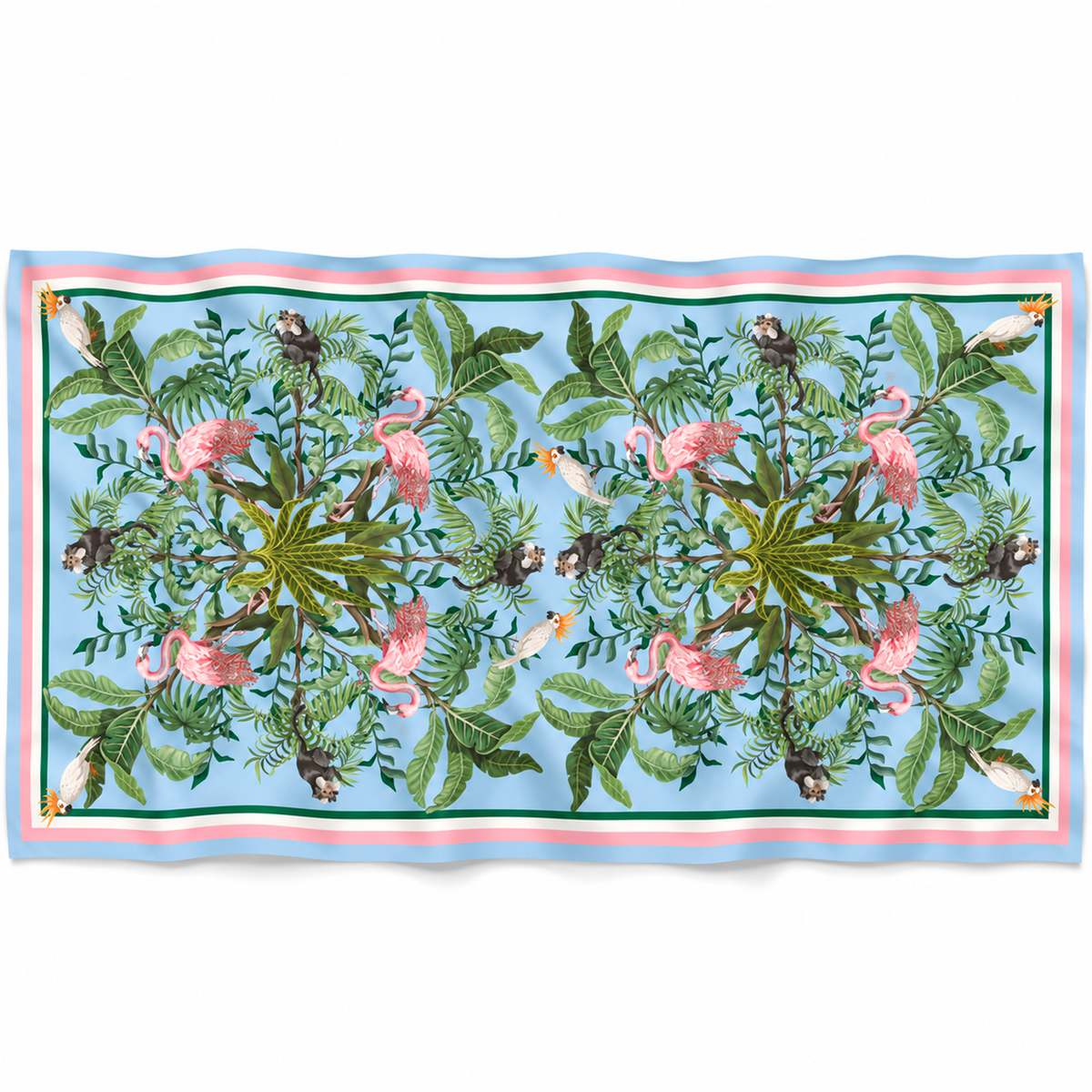 JUNGLE ANIMALS CASHMERE SCARF - LIGHT BLUE