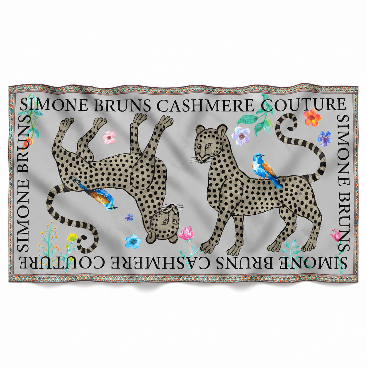 VENICE LEOPARD CASHMERE SCARF - LIGHT GREY