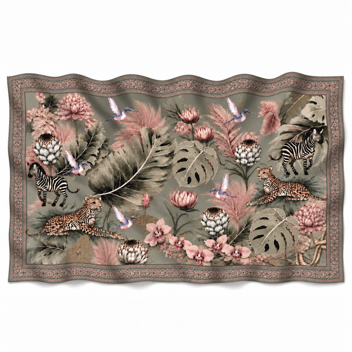 ZEBRA CASHMERE SCARF - GREEN