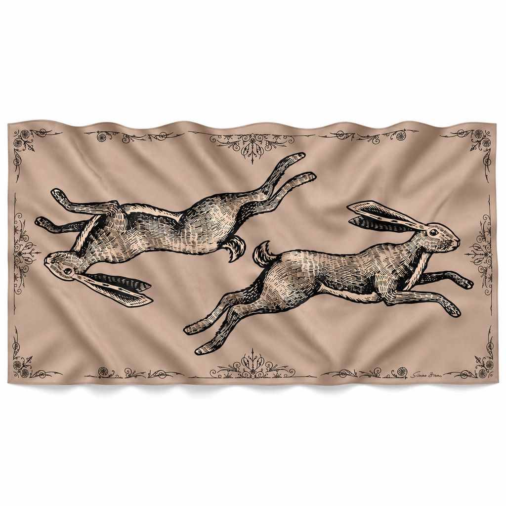VINTAGE  ANIMALS CASHMERE SCARF - BUNNY TAUPE