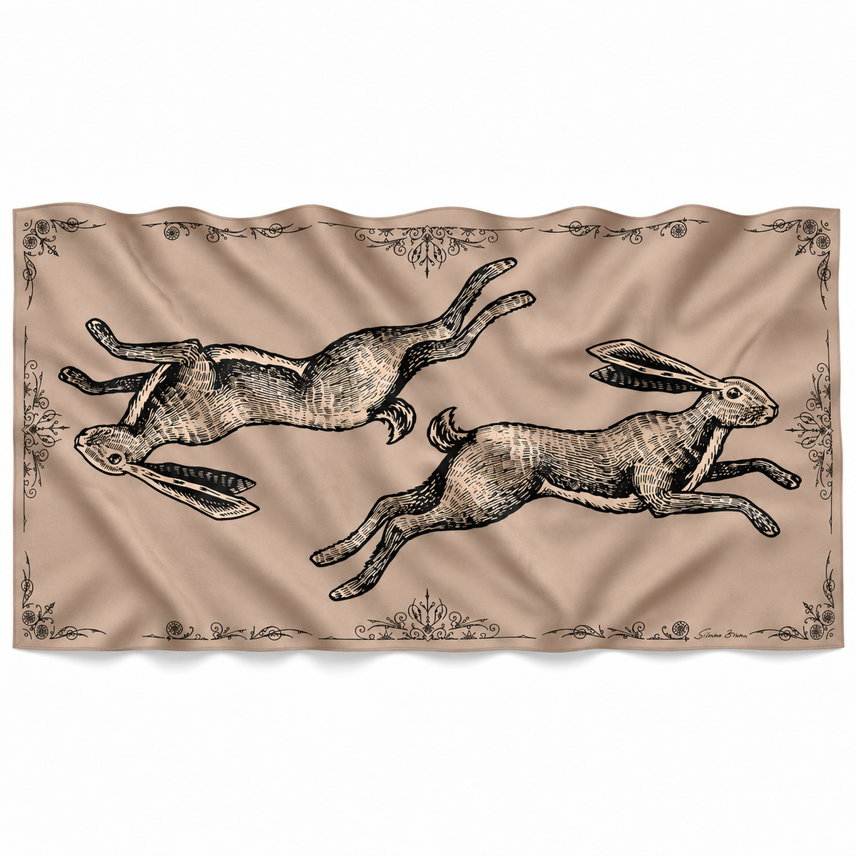 VINTAGE  ANIMALS CASHMERE SCARF - BUNNY TAUPE