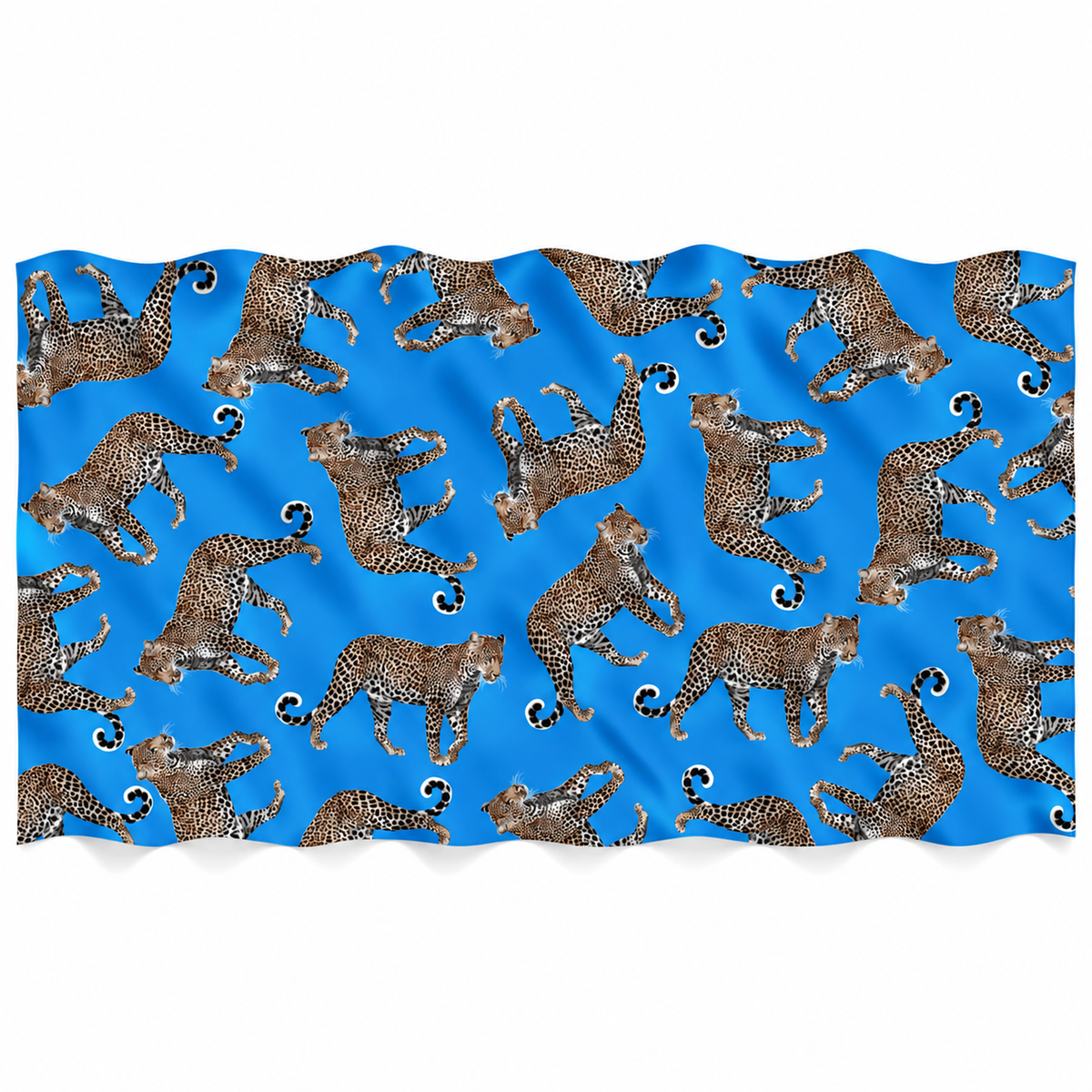 LEOPARD NATURAL CASHMERE SCARF - BLUE
