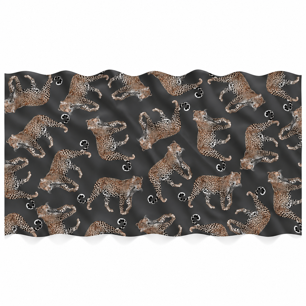 LEOPARD NATURAL CASHMERE SCARF - DARK GREY