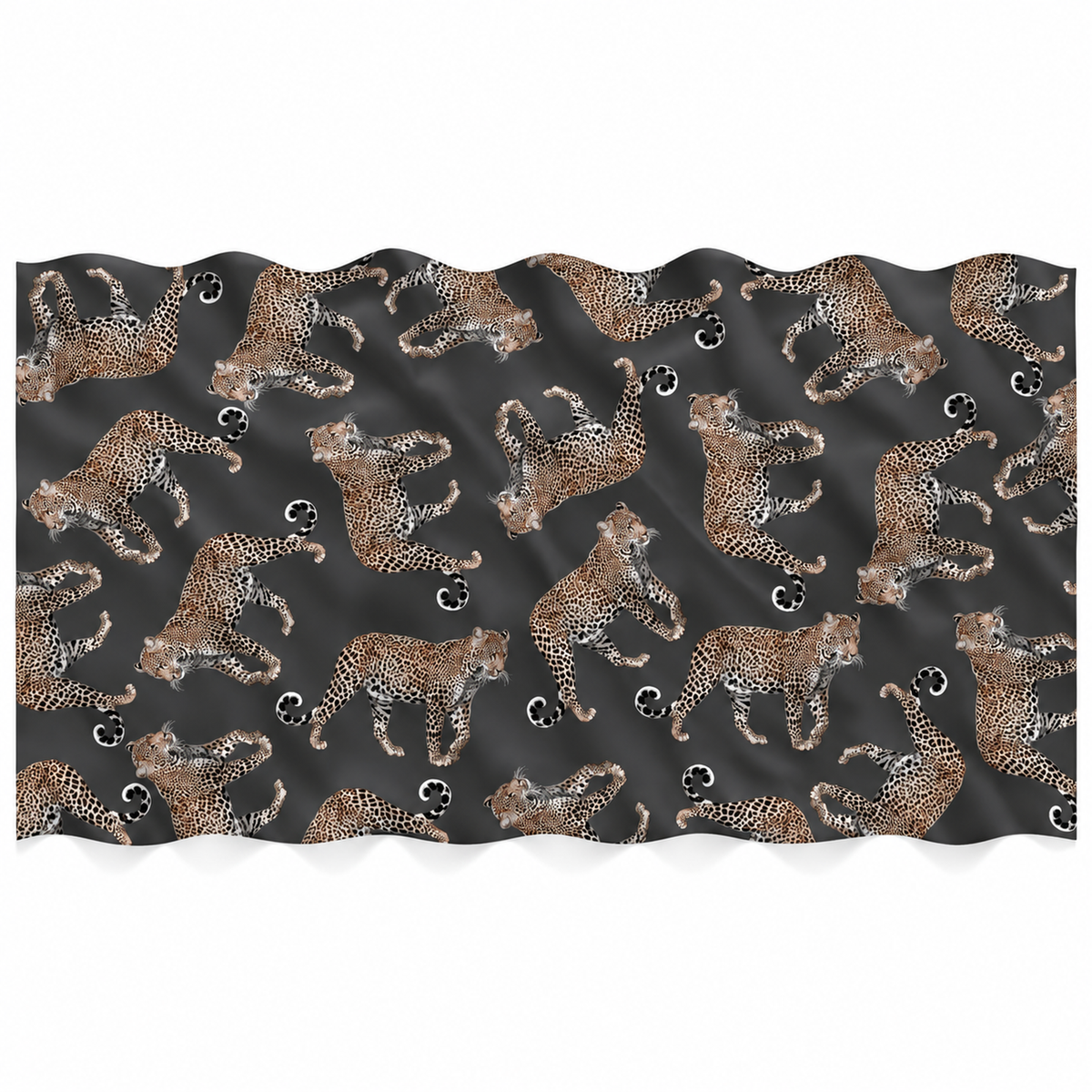 LEOPARD NATURAL CASHMERE SCARF - DARK GREY