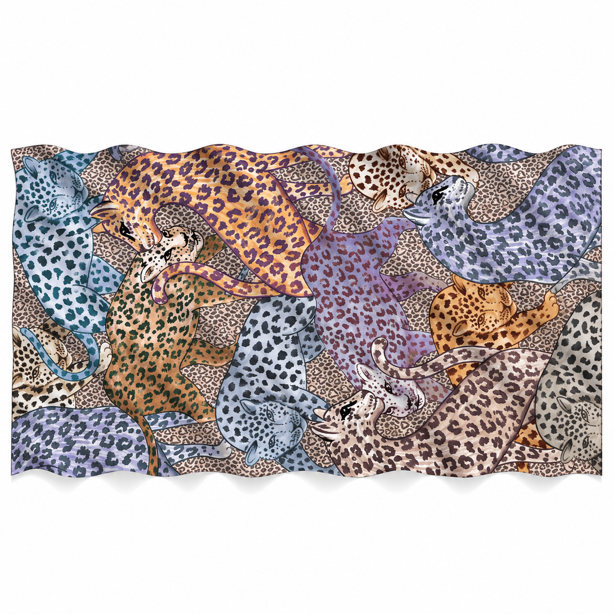 LEO JUNGLE CASHMERE SCARF - GREY