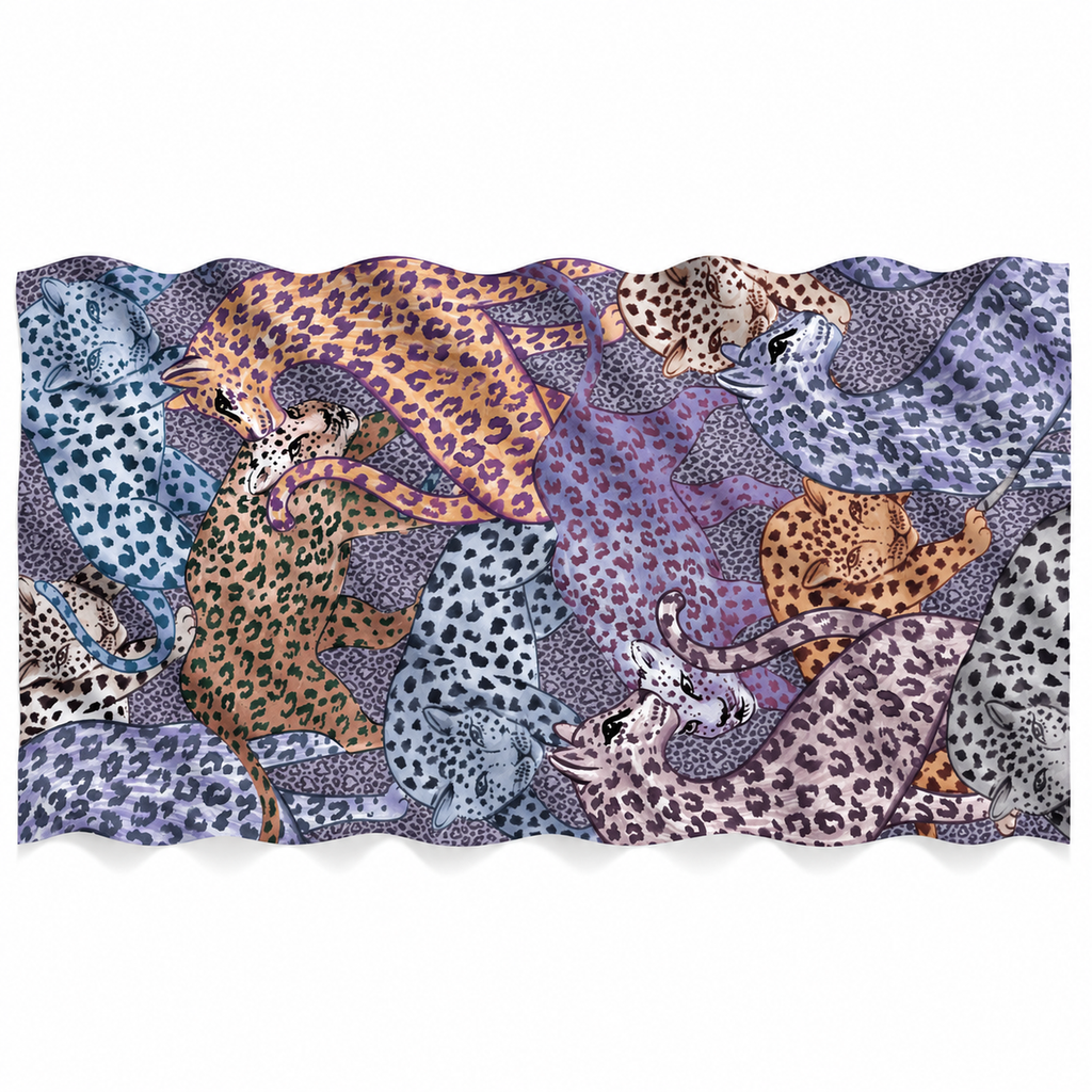 LEO JUNGLE CASHMERE SCARF - PURPLE