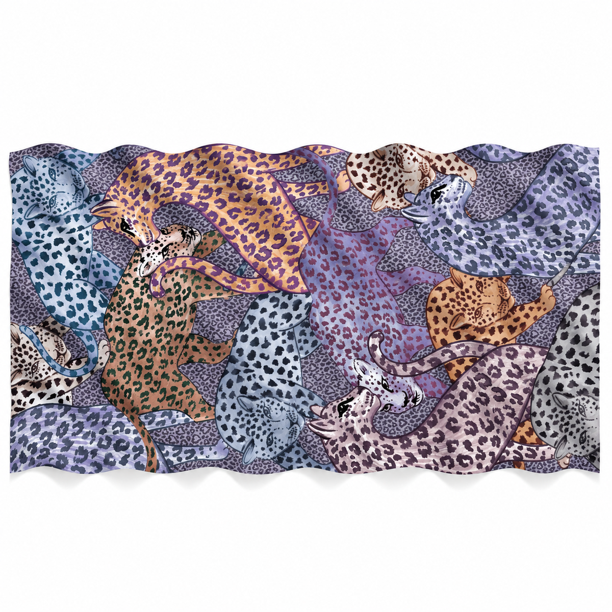 LEO JUNGLE CASHMERE SCARF - PURPLE