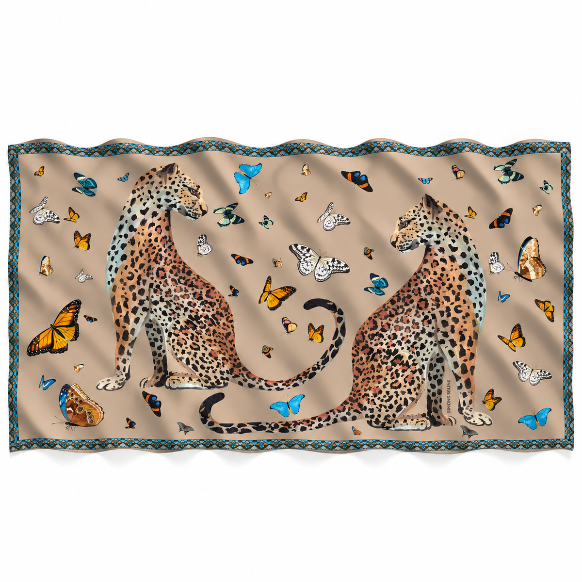 LEO & BUTTERFLY CASHMERE SCARF - TAUPE