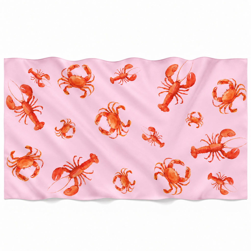CRAB & LOBSTER CASHMERE SCARF - ROSE