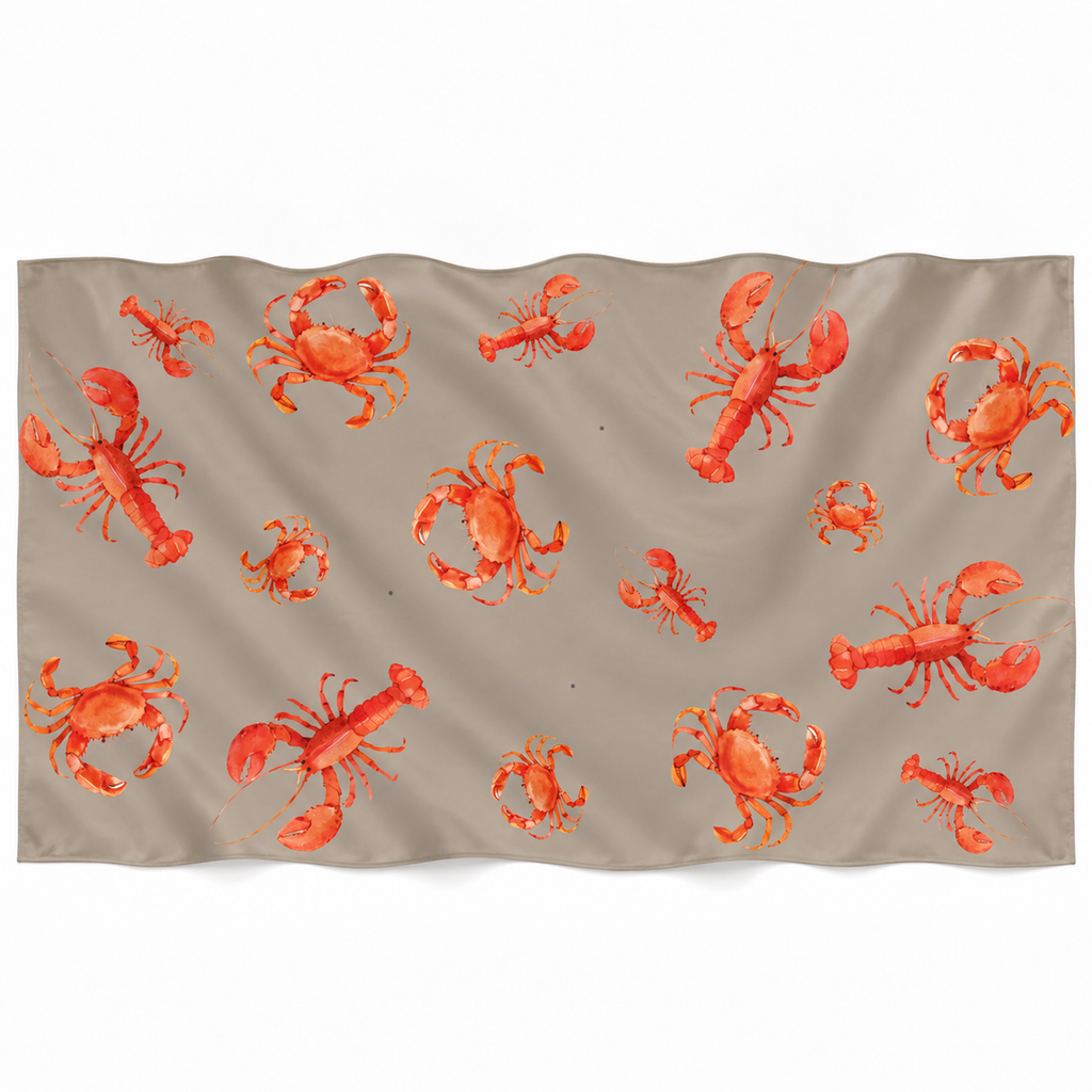 CRAB & LOBSTER CASHMERE SCARF - TAUPE