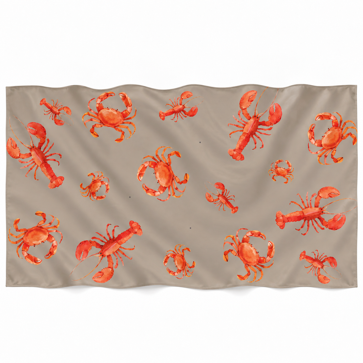 CRAB & LOBSTER CASHMERE SCARF - TAUPE