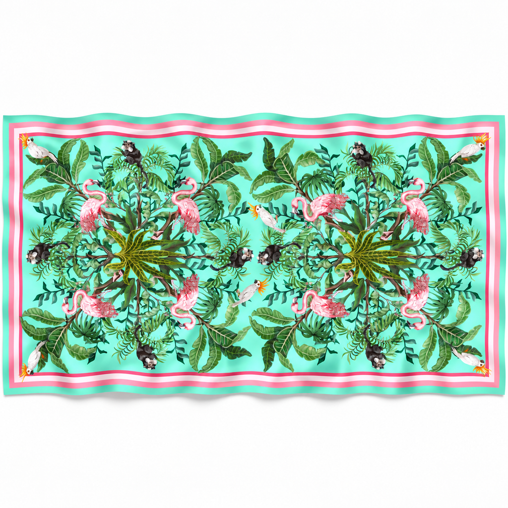 JUNGLE ANIMALS CASHMERE SCARF - MINT