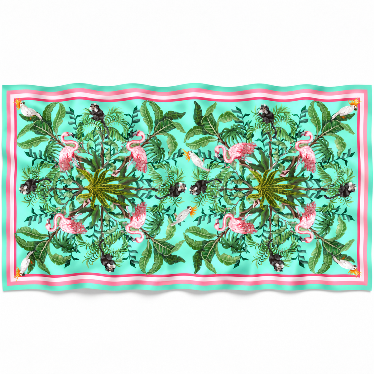 JUNGLE ANIMALS CASHMERE SCARF - MINT