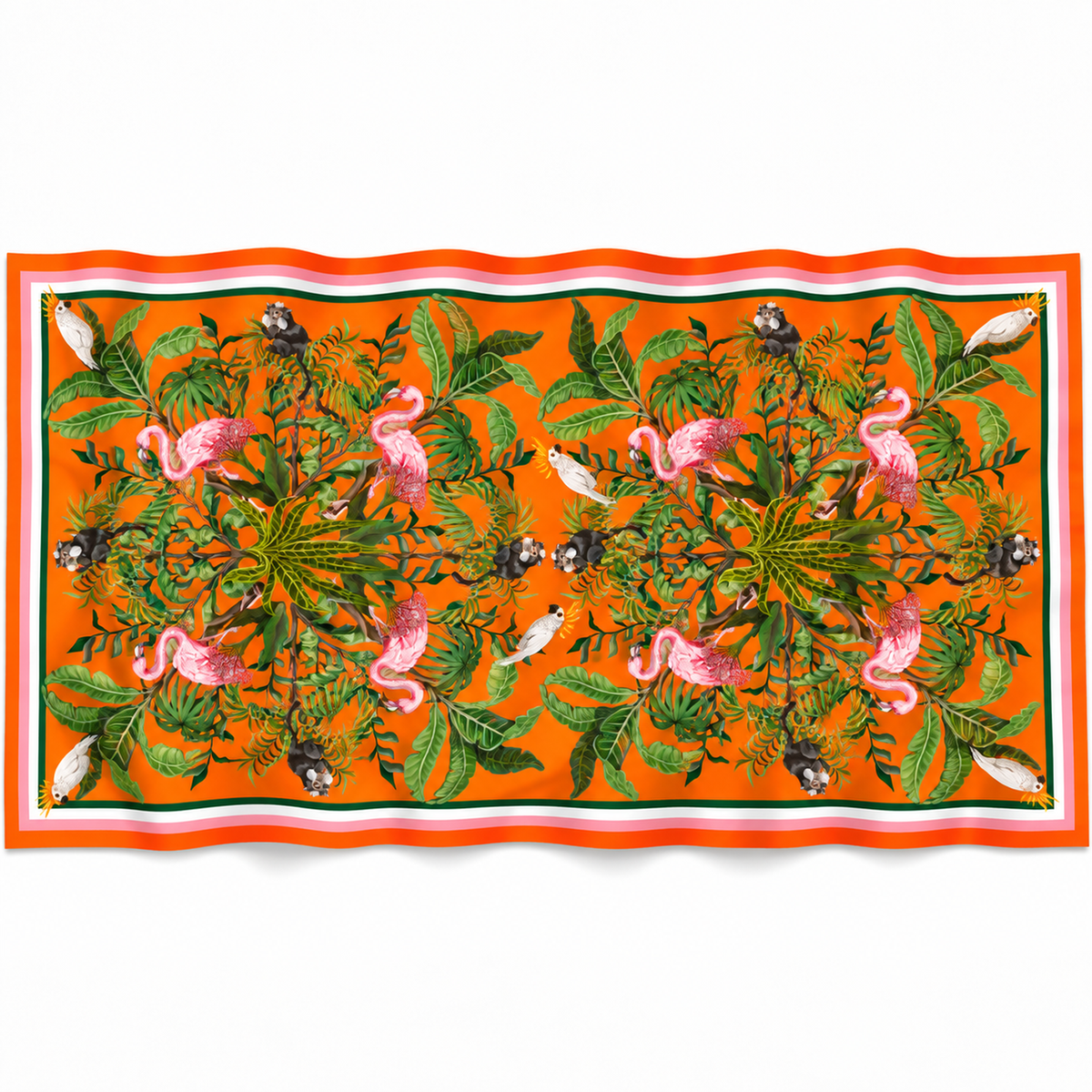JUNGLE ANIMALS CASHMERE SCARF - ORANGE
