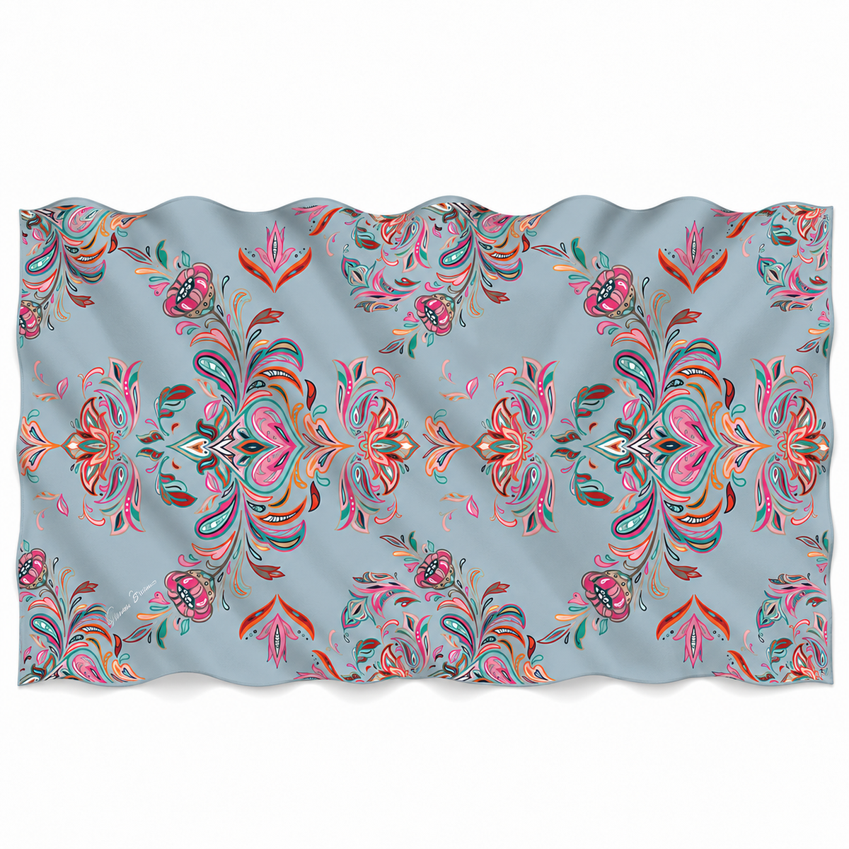 ORIENTAL CASHMERE SCARF - SMOKEY BLUE