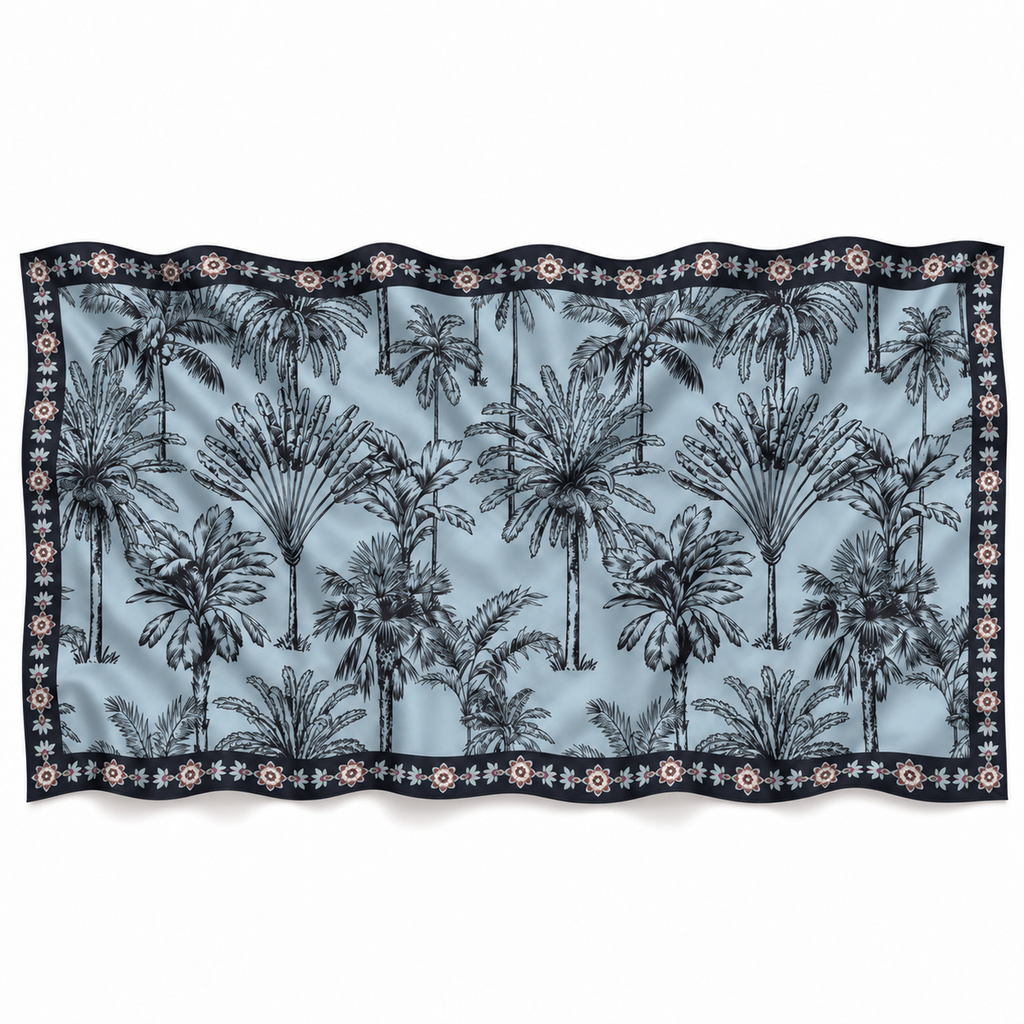 PALMLINE CASHMERE SCARF - SMOKEY BLUE