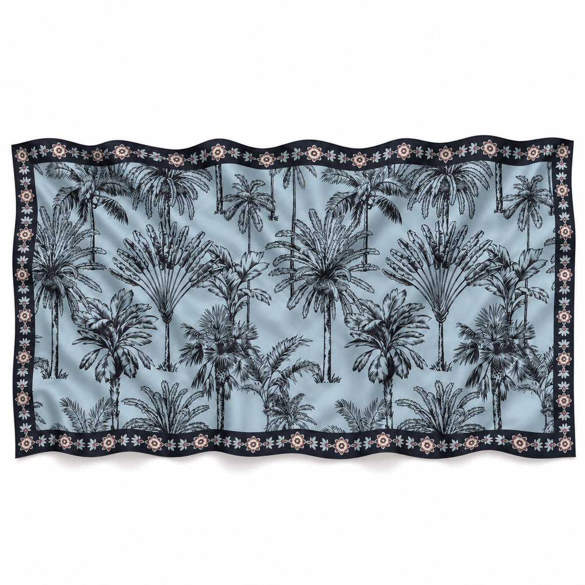 PALMLINE CASHMERE SCARF - SMOKEY BLUE
