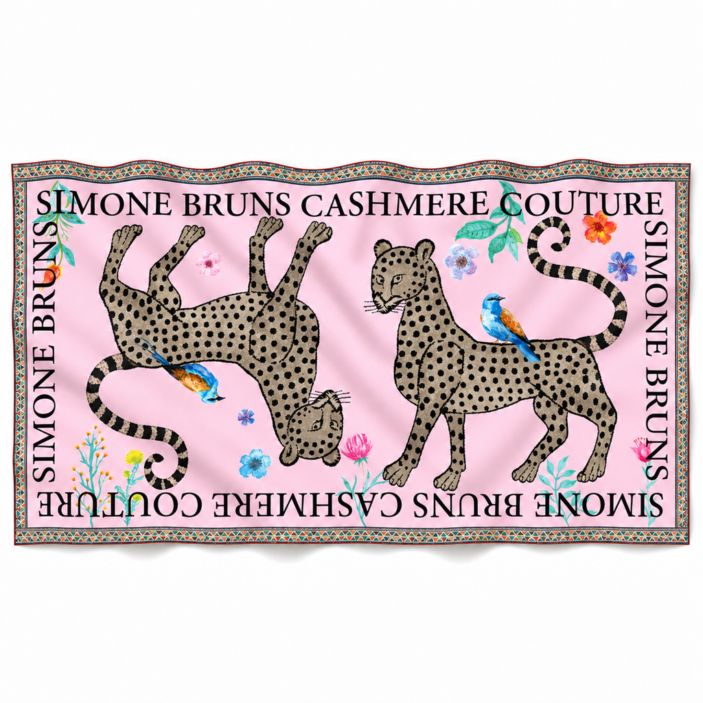 VENICE LEOPARD CASHMERE SCARF - ROSE