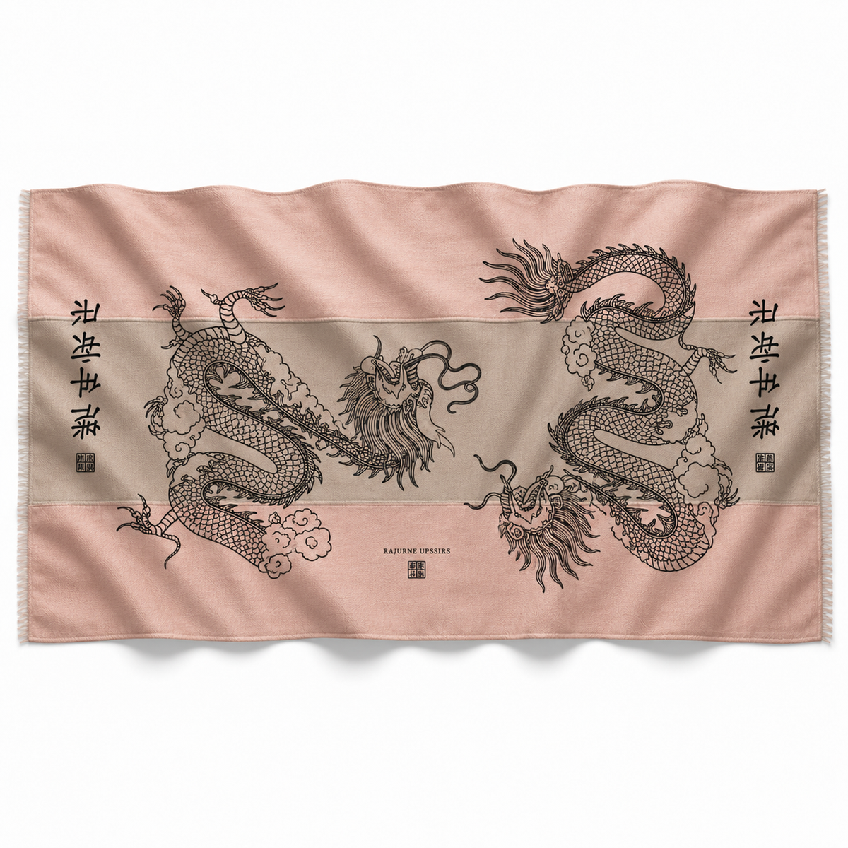 CHINESE DRAGON CASHMERE FELTED SCARF - FELTED CLAY/ MINK/ TOAST