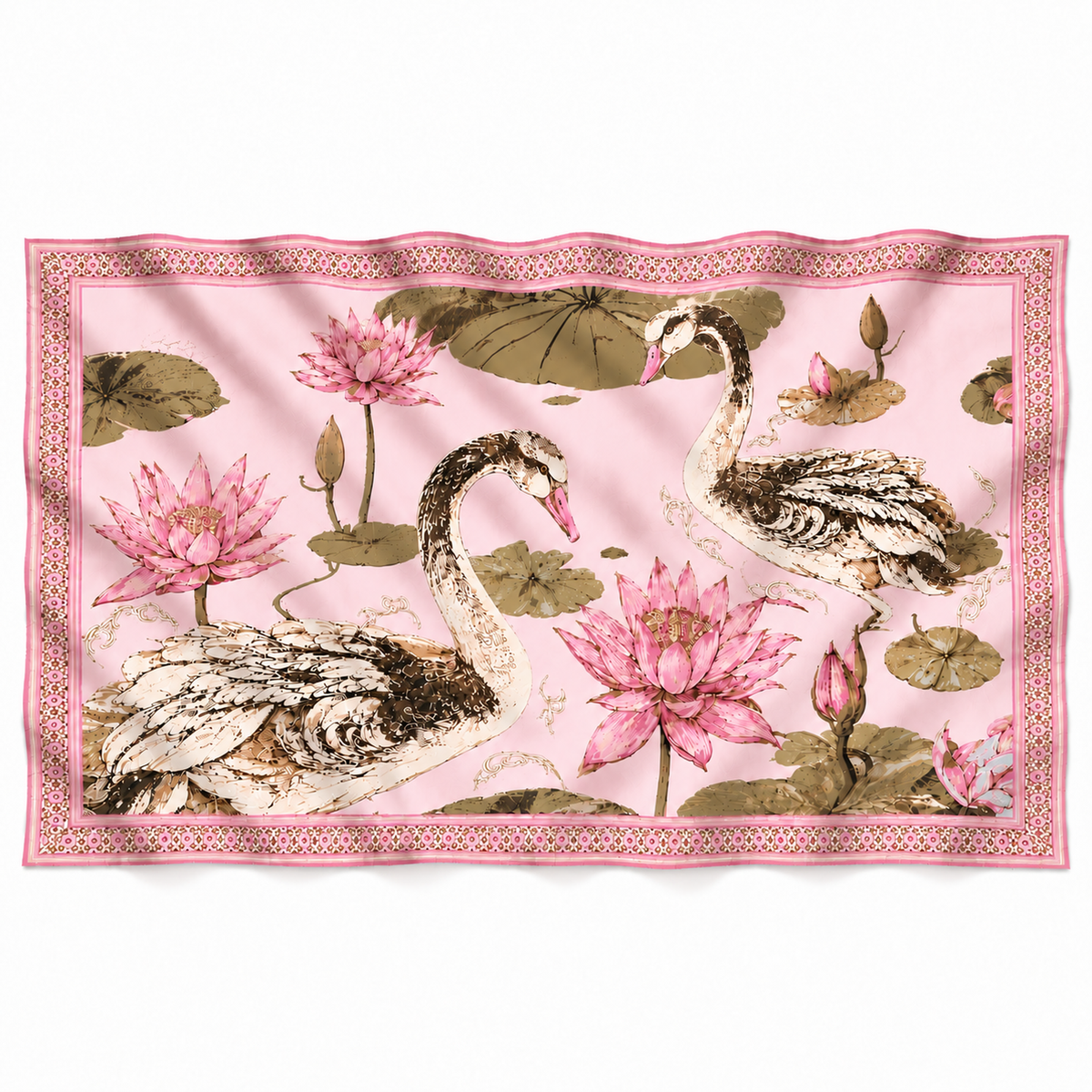 SWAN CASHMERE SCARF - LIGHT ROSE