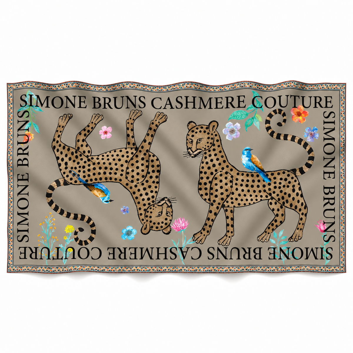 VENICE LEOPARD CASHMERE SCARF - TAUPE