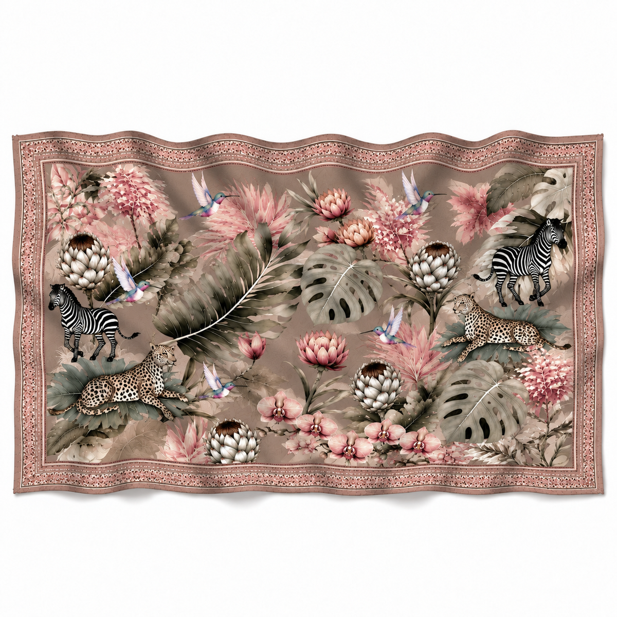 ZEBRA CASHMERE SCARF - TAUPE