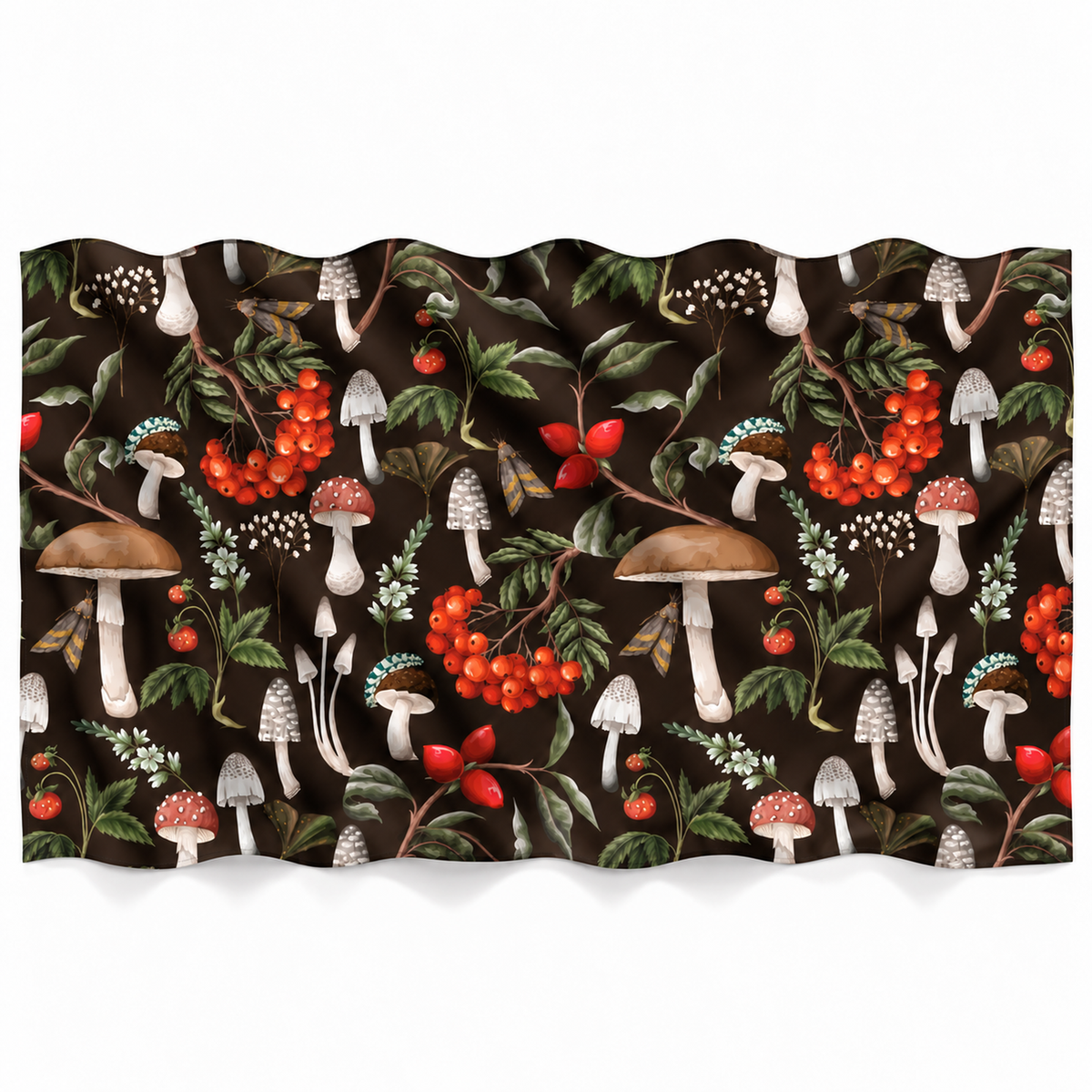 MUSHROOMS CASHMERE SCARF - BLACK