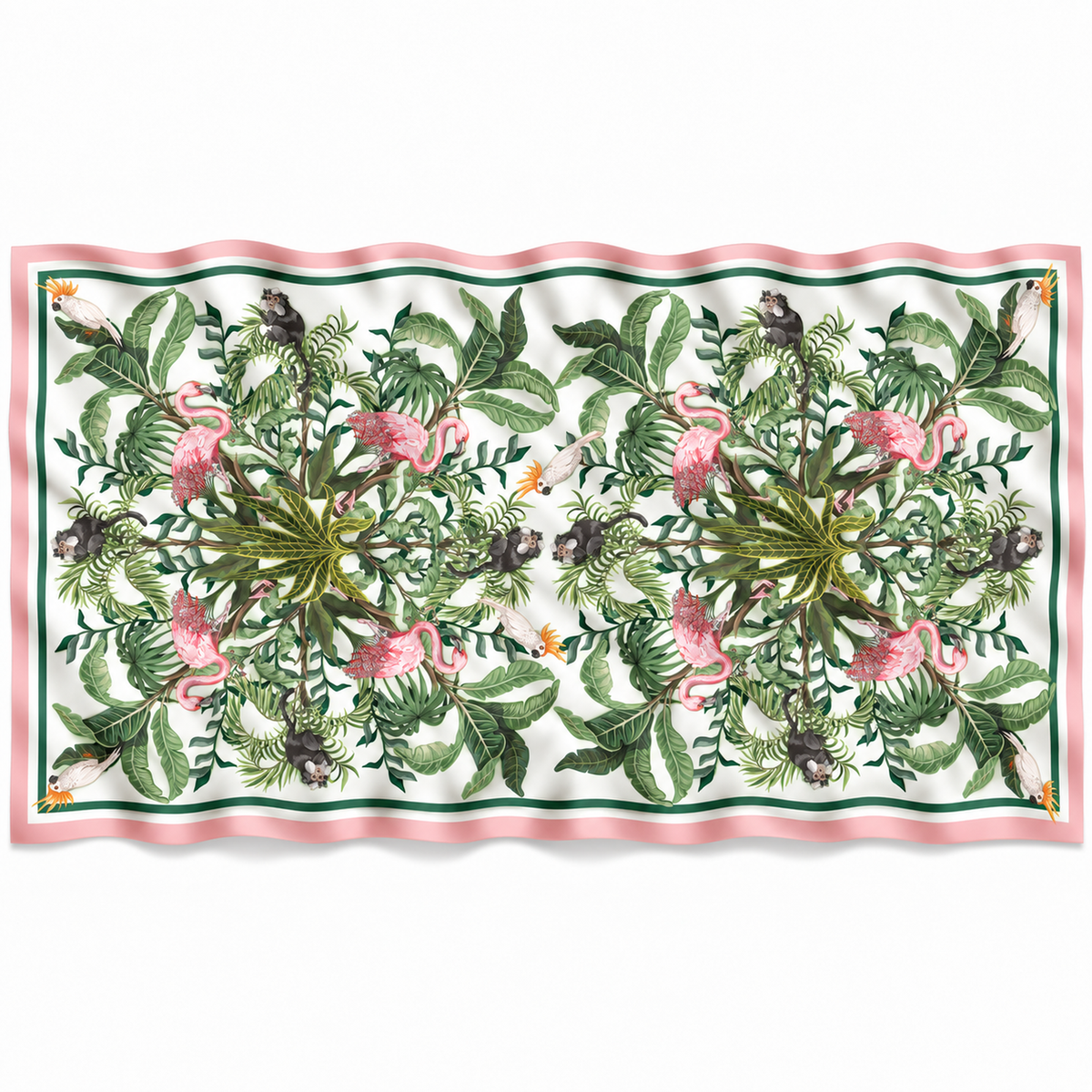 JUNGLE ANIMALS CASHMERE SCARF - WHITE