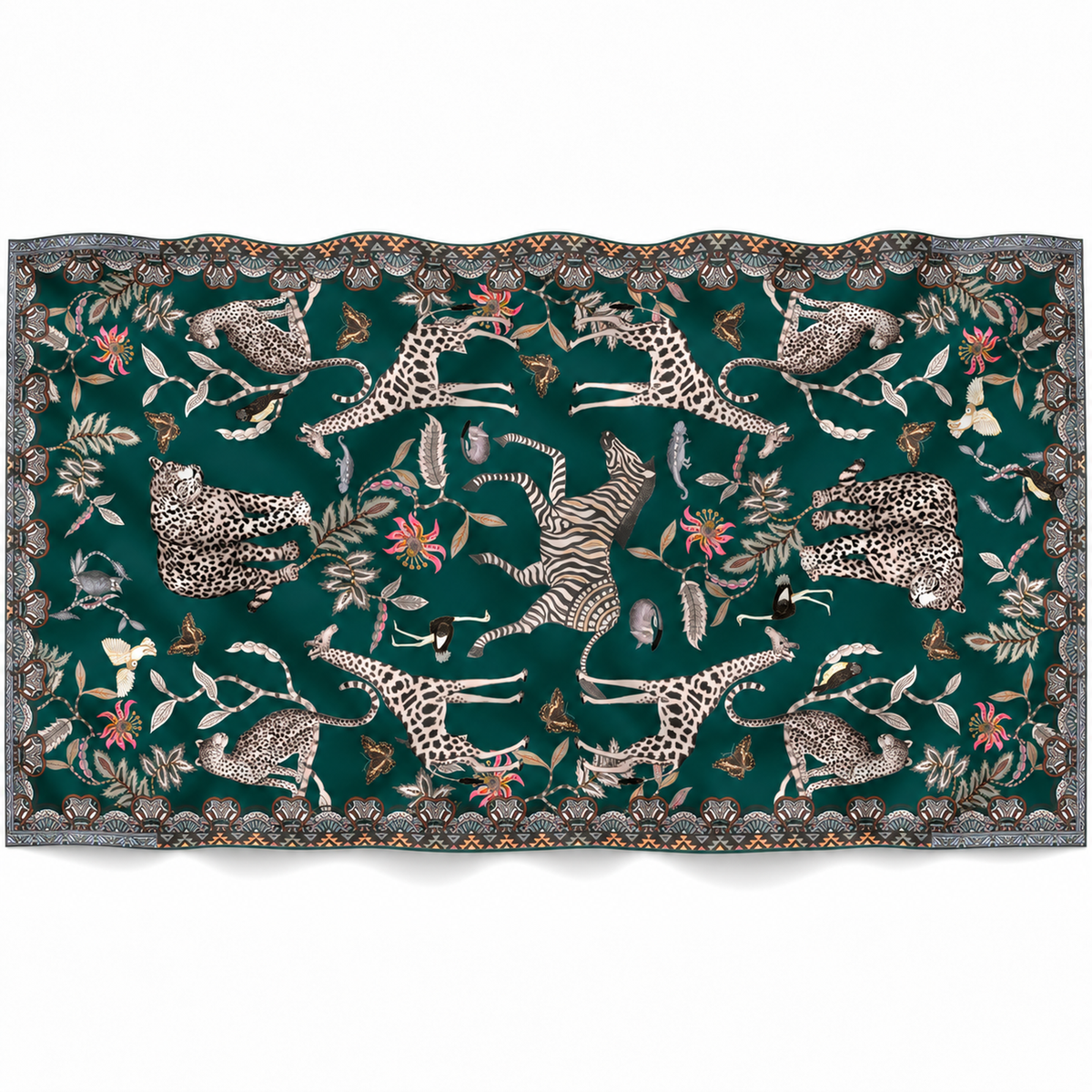 WILDLIFE CASHMERE SCARF -  GREEN