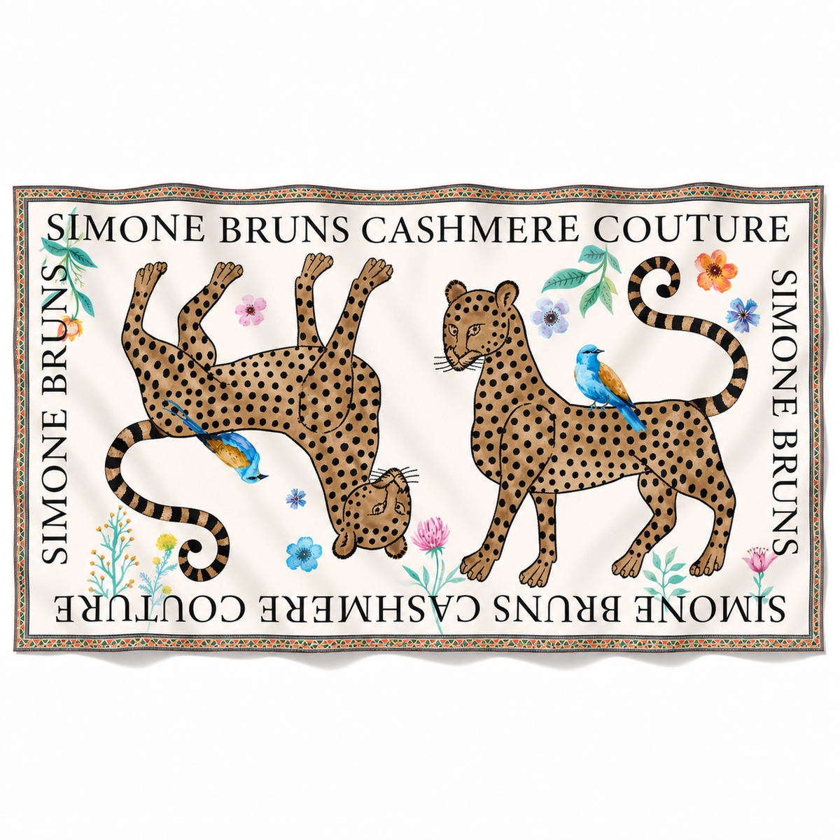 VENICE LEOPARD CASHMERE SCARF - WHITE