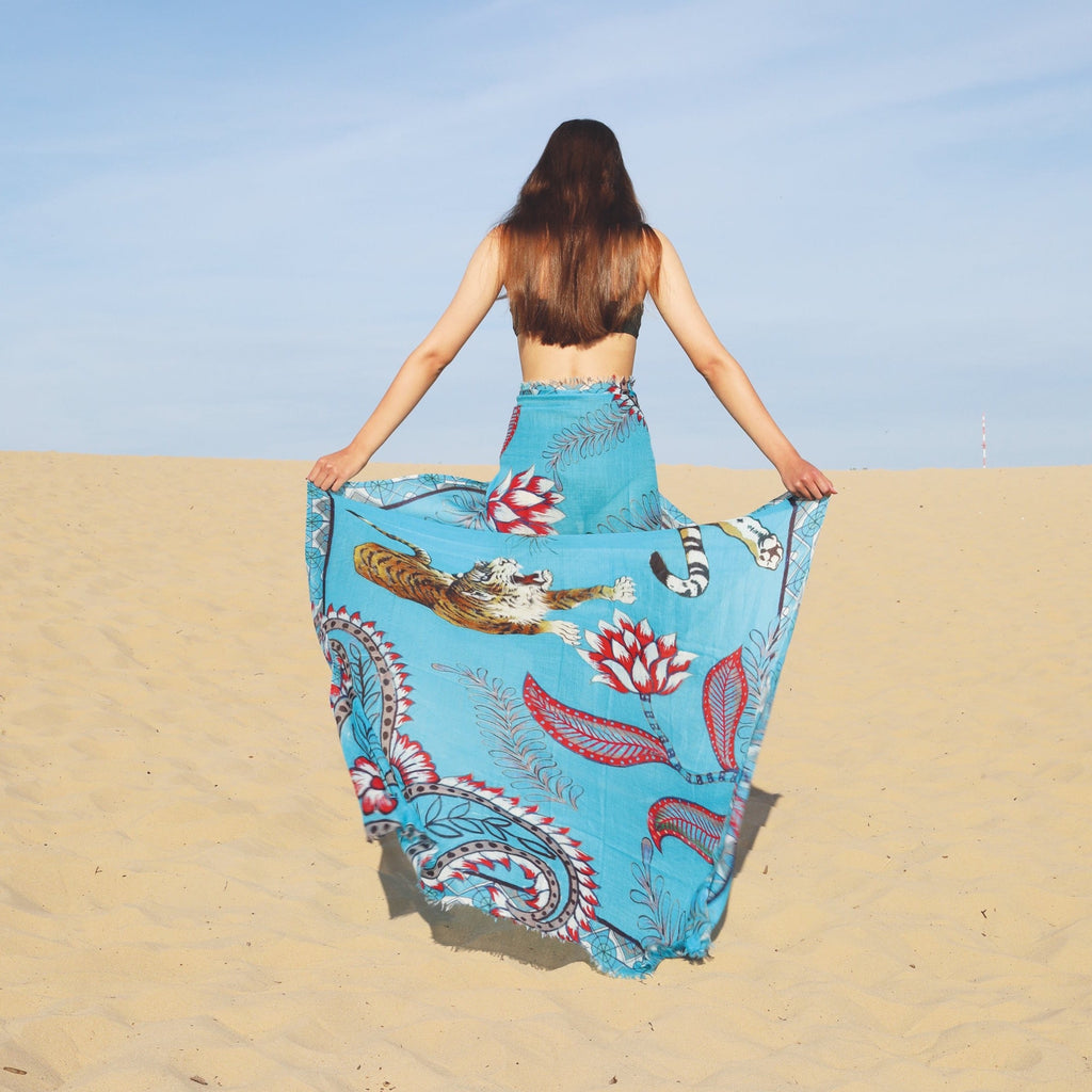 TIGER & JUNGLE CASHMERE SCARF LARGE