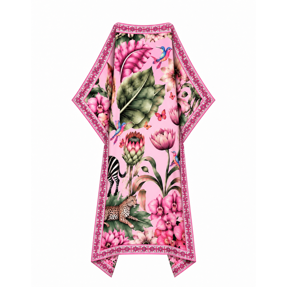 ZEBRA SILK TUNIC - LIGHT ROSE