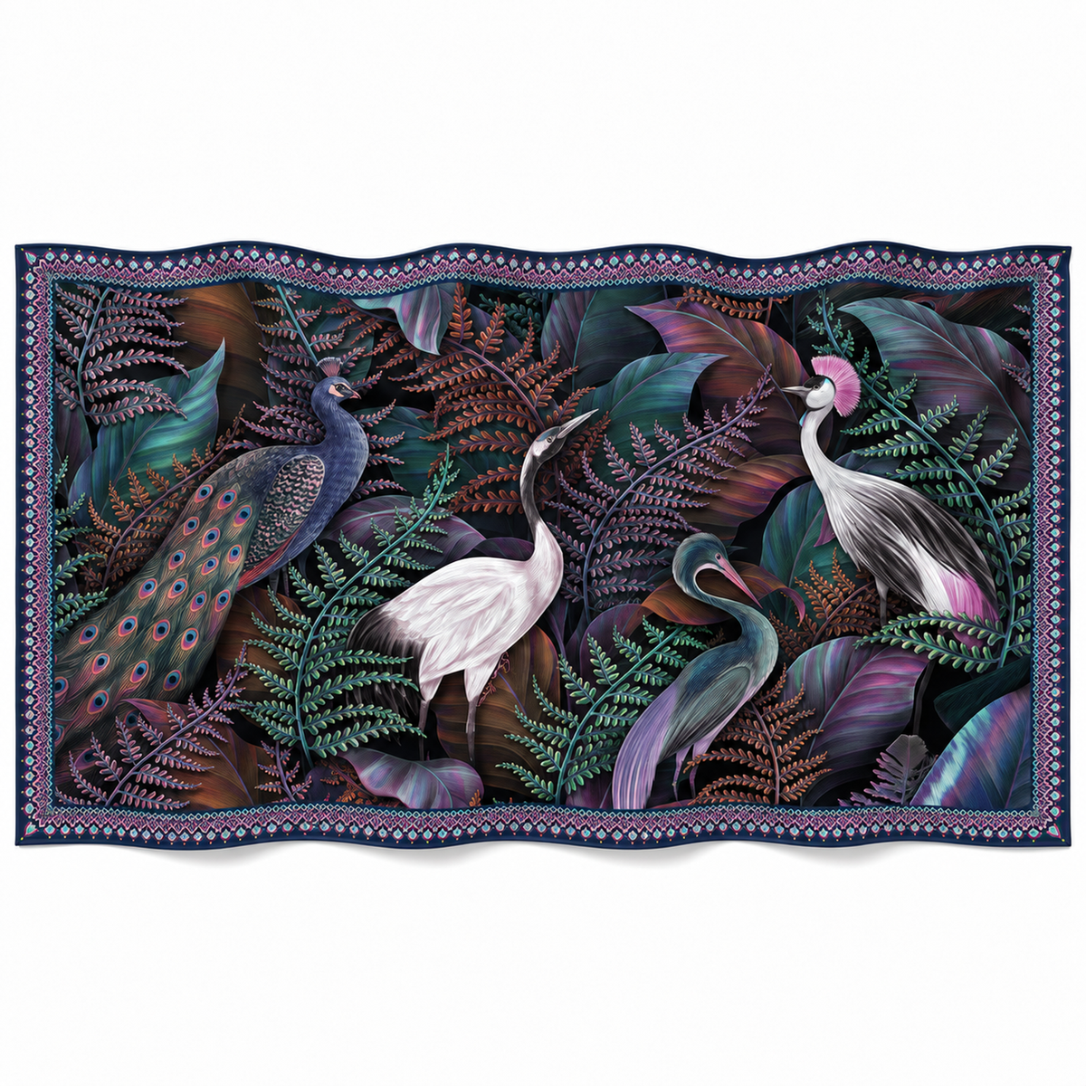BIRDSONG CASHMERE SCARF - NAVY