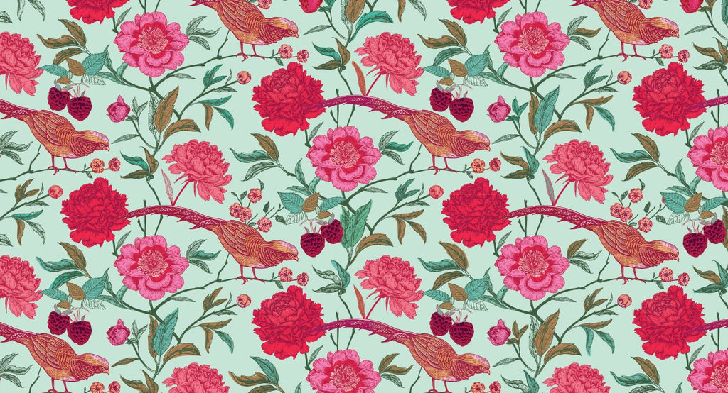 BIRD PARADISE CASHMERE SCARF - MINT