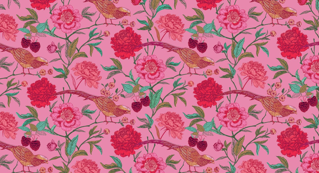 BIRD PARADISE CASHMERE SCARF - PINK