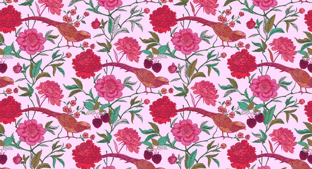 BIRD PARADISE CASHMERE SCARF - ROSE