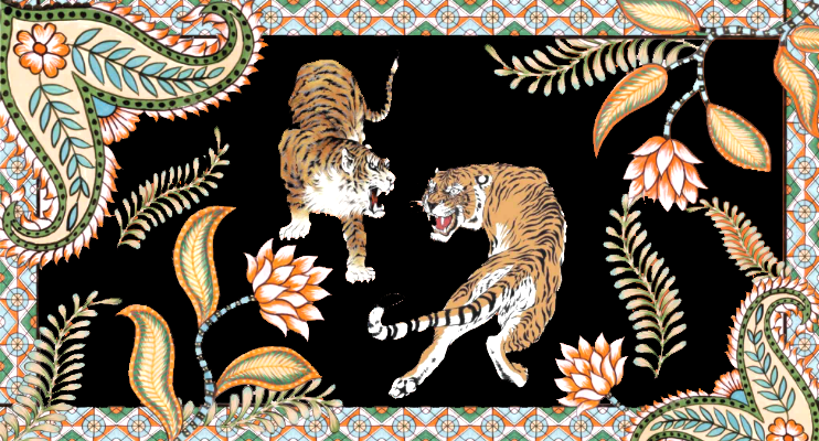 TIGER & JUNGLE CASHMERE SCARF LARGE