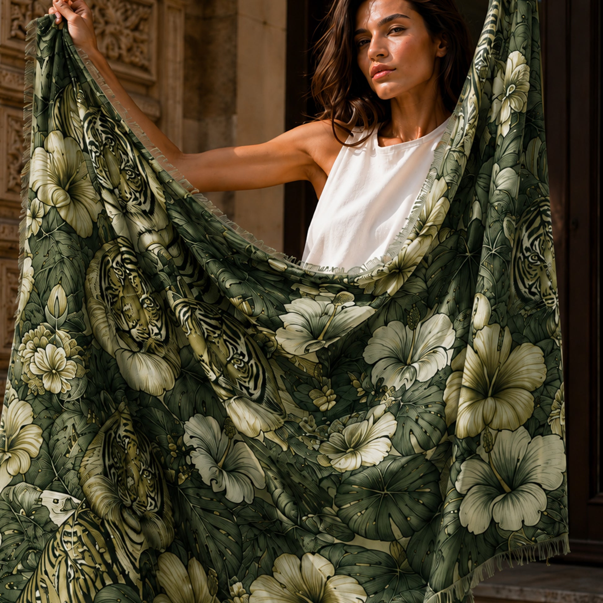 TIGRIS CASHMERE SCARF - BOTTLE