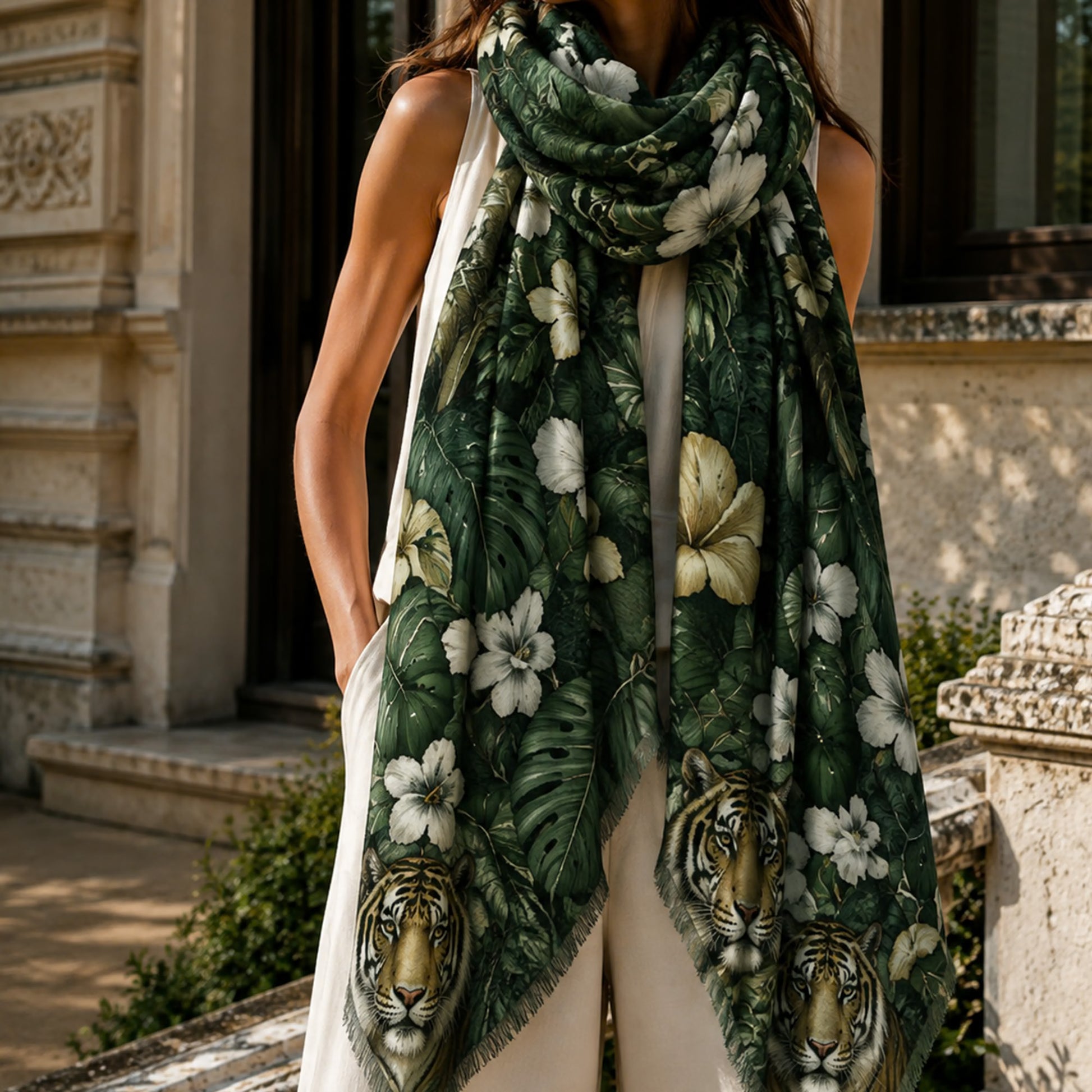TIGRIS CASHMERE SCARF - BOTTLE