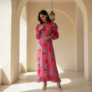 BIRD PARADISE QUEENS DRESS - PINK