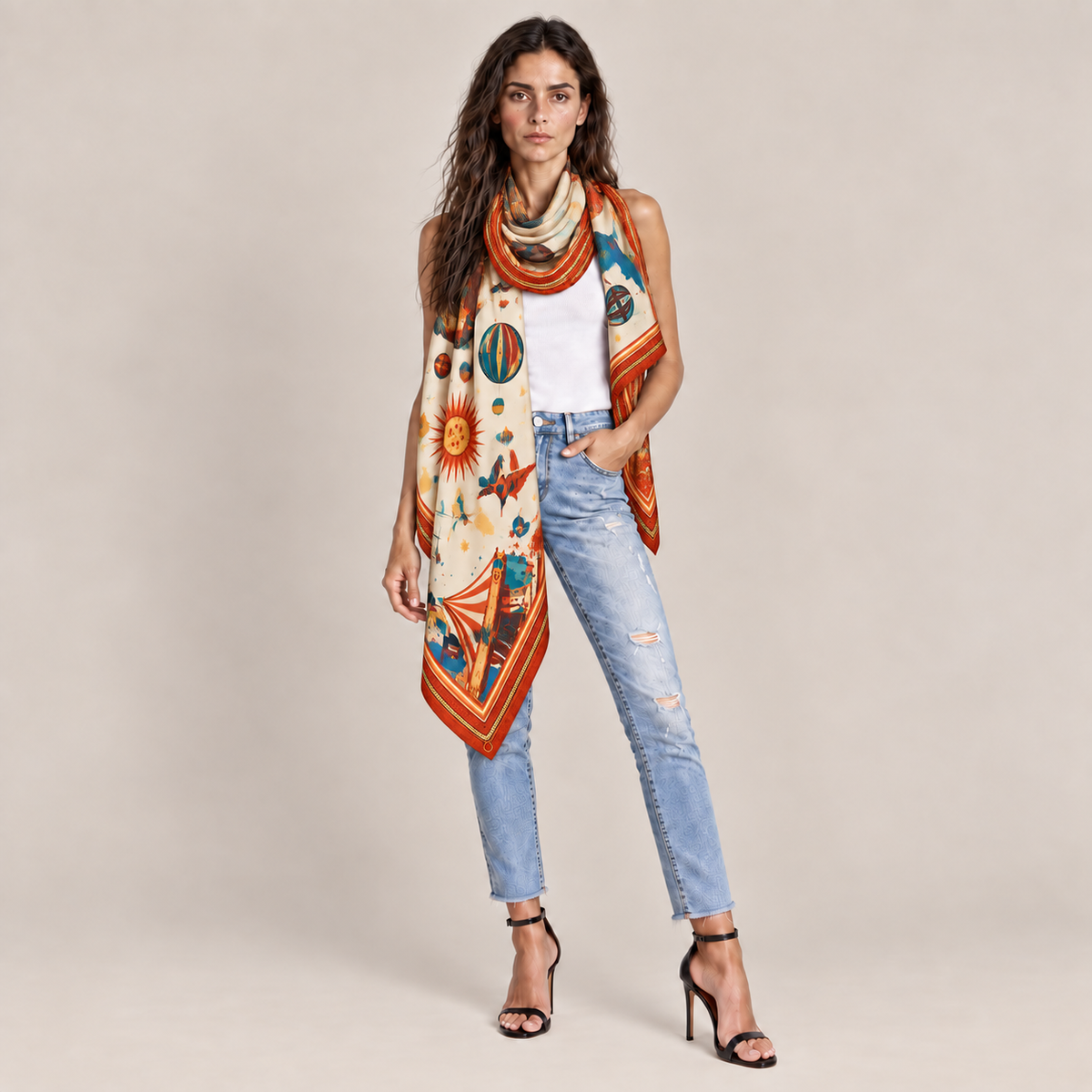 AERIS CASHMERE SCARF - OFF WHITE